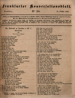 Frankfurter Konversationsblatt (Frankfurter Ober-Post-Amts-Zeitung) Samstag 29. Oktober 1842