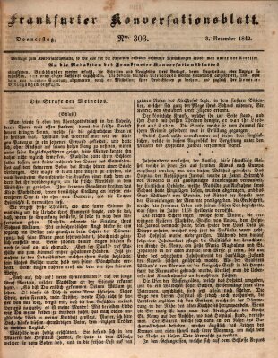 Frankfurter Konversationsblatt (Frankfurter Ober-Post-Amts-Zeitung) Donnerstag 3. November 1842