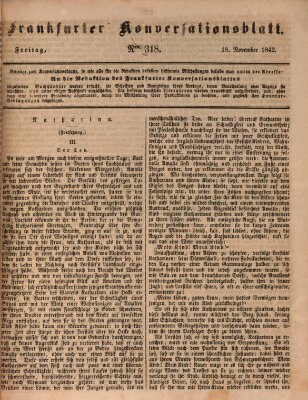 Frankfurter Konversationsblatt (Frankfurter Ober-Post-Amts-Zeitung) Freitag 18. November 1842