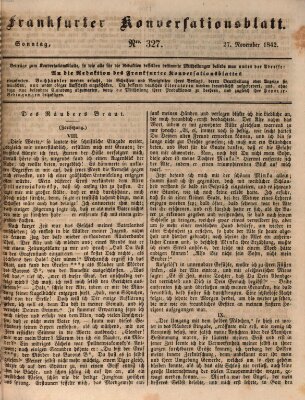 Frankfurter Konversationsblatt (Frankfurter Ober-Post-Amts-Zeitung) Sonntag 27. November 1842