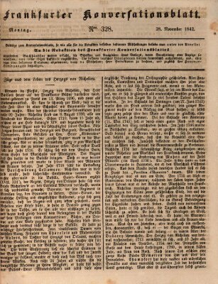 Frankfurter Konversationsblatt (Frankfurter Ober-Post-Amts-Zeitung) Montag 28. November 1842