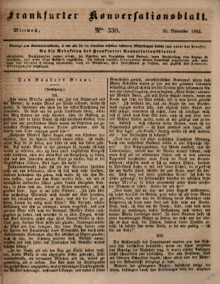 Frankfurter Konversationsblatt (Frankfurter Ober-Post-Amts-Zeitung) Mittwoch 30. November 1842