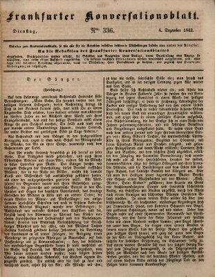 Frankfurter Konversationsblatt (Frankfurter Ober-Post-Amts-Zeitung) Dienstag 6. Dezember 1842