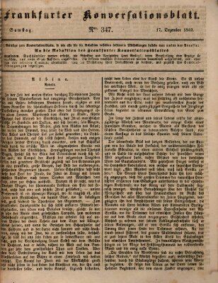 Frankfurter Konversationsblatt (Frankfurter Ober-Post-Amts-Zeitung) Samstag 17. Dezember 1842