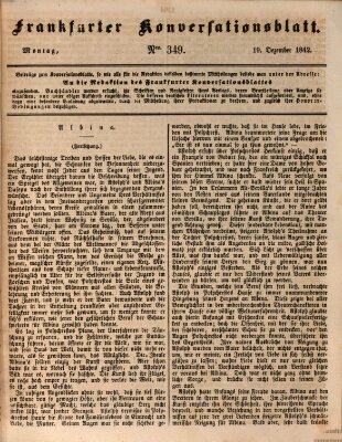 Frankfurter Konversationsblatt (Frankfurter Ober-Post-Amts-Zeitung) Montag 19. Dezember 1842