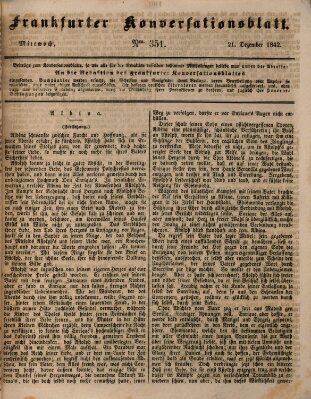 Frankfurter Konversationsblatt (Frankfurter Ober-Post-Amts-Zeitung) Mittwoch 21. Dezember 1842