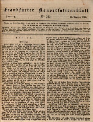 Frankfurter Konversationsblatt (Frankfurter Ober-Post-Amts-Zeitung) Freitag 23. Dezember 1842