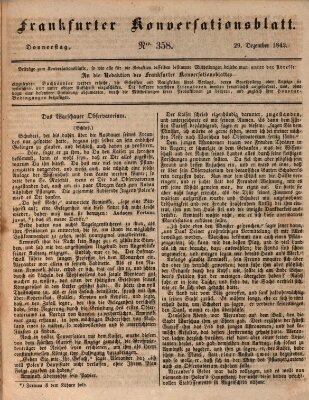 Frankfurter Konversationsblatt (Frankfurter Ober-Post-Amts-Zeitung) Donnerstag 29. Dezember 1842