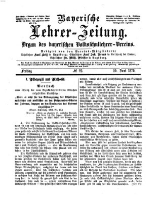 Bayerische Lehrerzeitung Freitag 10. Juni 1870