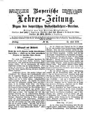 Bayerische Lehrerzeitung Freitag 15. Juli 1870