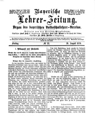 Bayerische Lehrerzeitung Freitag 19. August 1870