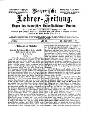 Bayerische Lehrerzeitung Freitag 18. November 1870