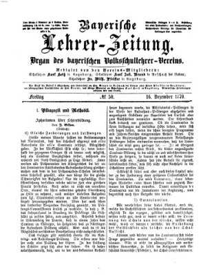 Bayerische Lehrerzeitung Freitag 16. Dezember 1870