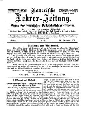 Bayerische Lehrerzeitung Freitag 30. Dezember 1870