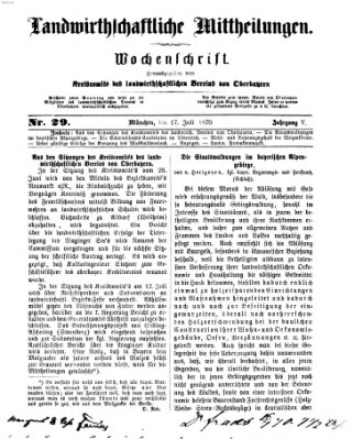 Landwirthschaftliche Mittheilungen Sonntag 17. Juli 1870