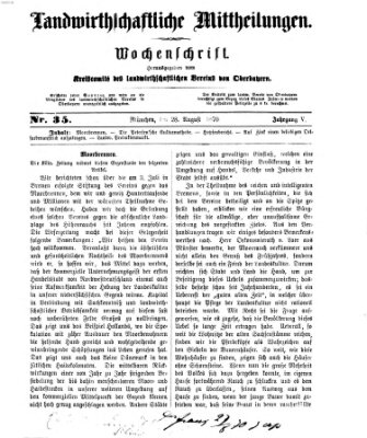 Landwirthschaftliche Mittheilungen Sonntag 28. August 1870