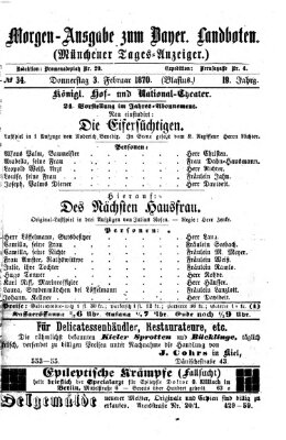 Münchener Tages-Anzeiger Donnerstag 3. Februar 1870