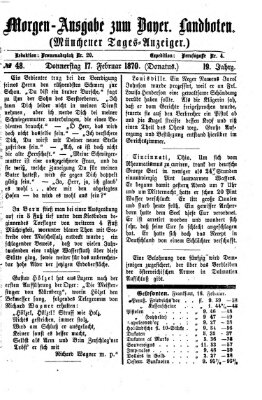 Münchener Tages-Anzeiger Donnerstag 17. Februar 1870