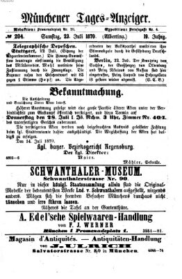 Münchener Tages-Anzeiger Samstag 23. Juli 1870