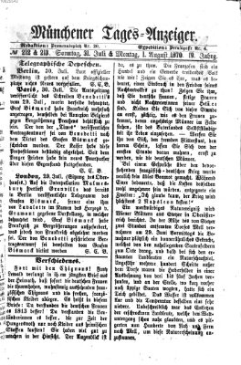 Münchener Tages-Anzeiger Montag 1. August 1870