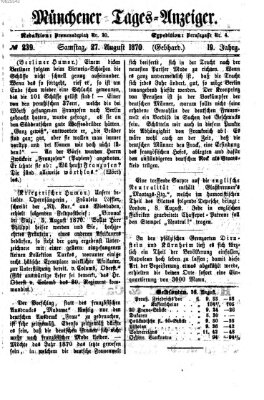 Münchener Tages-Anzeiger Samstag 27. August 1870