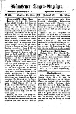 Münchener Tages-Anzeiger Dienstag 27. September 1870