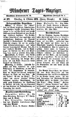 Münchener Tages-Anzeiger Dienstag 4. Oktober 1870