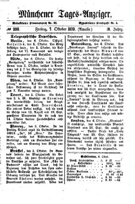 Münchener Tages-Anzeiger Freitag 7. Oktober 1870