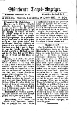 Münchener Tages-Anzeiger Sonntag 9. Oktober 1870