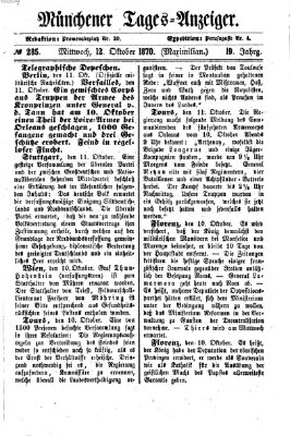 Münchener Tages-Anzeiger Mittwoch 12. Oktober 1870