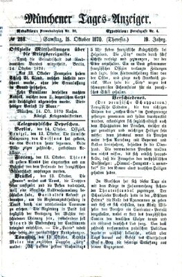 Münchener Tages-Anzeiger Samstag 15. Oktober 1870