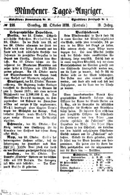 Münchener Tages-Anzeiger Samstag 22. Oktober 1870