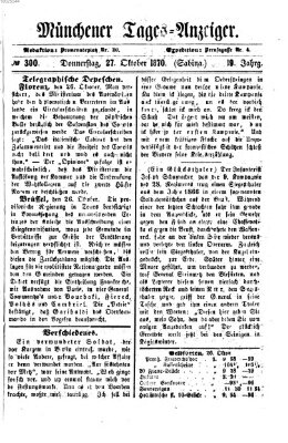 Münchener Tages-Anzeiger Donnerstag 27. Oktober 1870