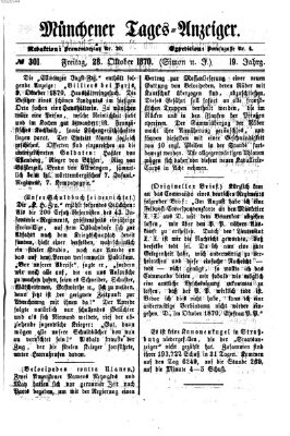 Münchener Tages-Anzeiger Freitag 28. Oktober 1870