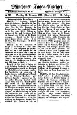 Münchener Tages-Anzeiger Samstag 12. November 1870