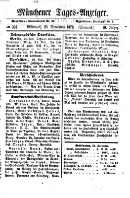 Münchener Tages-Anzeiger Mittwoch 23. November 1870