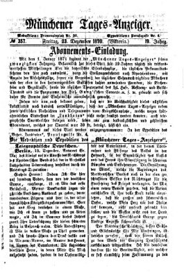 Münchener Tages-Anzeiger Freitag 23. Dezember 1870