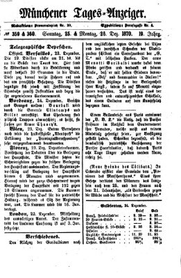 Münchener Tages-Anzeiger Sonntag 25. Dezember 1870