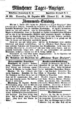 Münchener Tages-Anzeiger Donnerstag 29. Dezember 1870