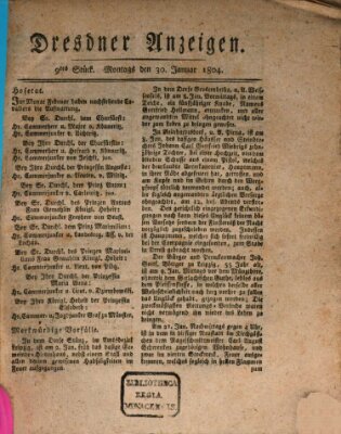 Dresdner Anzeigen Montag 30. Januar 1804