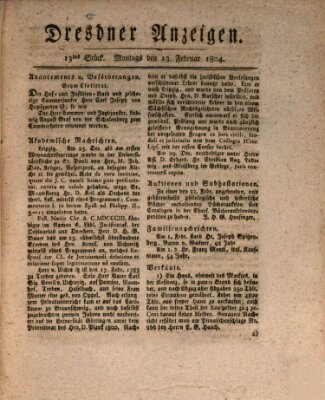 Dresdner Anzeigen Montag 13. Februar 1804