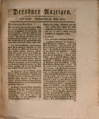 Dresdner Anzeigen Montag 26. März 1804