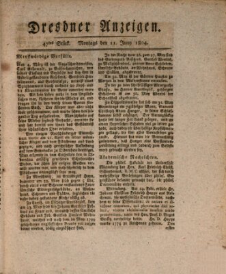 Dresdner Anzeigen Montag 11. Juni 1804