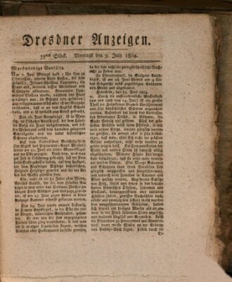 Dresdner Anzeigen Montag 9. Juli 1804