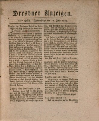 Dresdner Anzeigen Donnerstag 12. Juli 1804