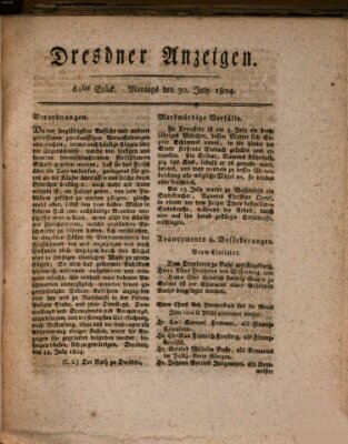 Dresdner Anzeigen Montag 30. Juli 1804