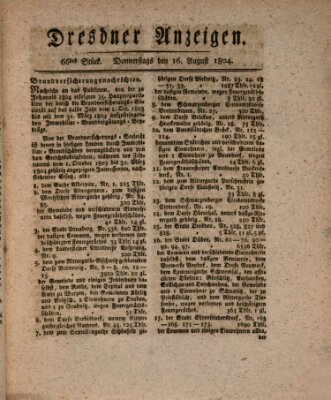 Dresdner Anzeigen Donnerstag 16. August 1804