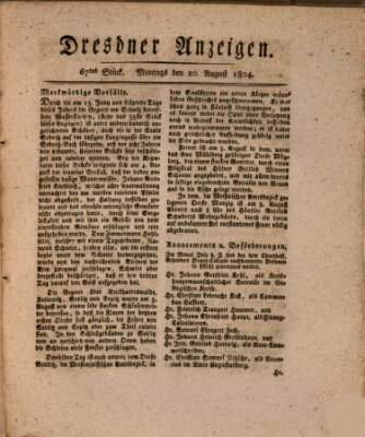 Dresdner Anzeigen Montag 20. August 1804