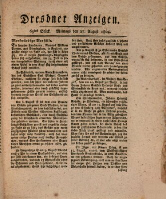 Dresdner Anzeigen Montag 27. August 1804