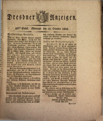 Dresdner Anzeigen Montag 28. Oktober 1805